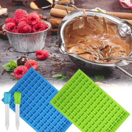 Miniatura 9 de SENHAI 2 paquetes de moldes cuadrados de silicona, 126 cavidades flexibles y antiadherentes para cubitos de hielo, moldes de gelatina de chocolate