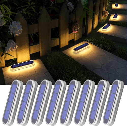 Miniatura 11 de YiLaie – Luces solares para escalones al aire libre, impermeables, blanco cálido, luces de escalera alimentadas por energía solar para escalones