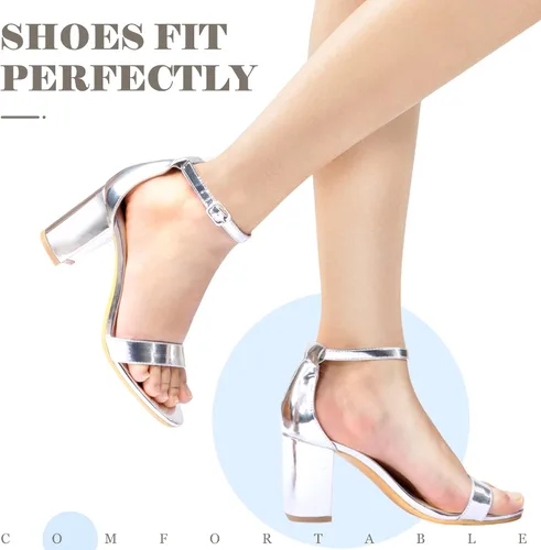 Miniatura 6 de Ankis Tacones para mujer, puntera abierta, correa de tobillo, tacón grueso, sandalias de 2.75 pulgadas