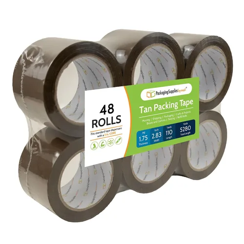 Miniatura 11 de Cinta de embalaje, rollo de cinta de envío, marrón tostado, 3 pulgadas x 110 yardas, paquete de 6 rollos