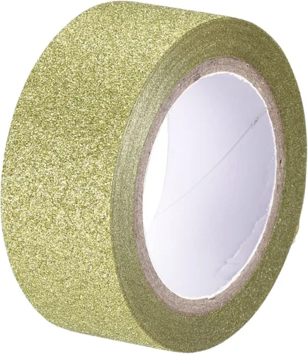 Miniatura 3 de MECCANIXITY Cinta de purpurina de 0.6 pulgadas x 16.4 pies, cinta decorativa autoadhesiva para manualidades, tono dorado, 0.6 in x 16.4 ft
