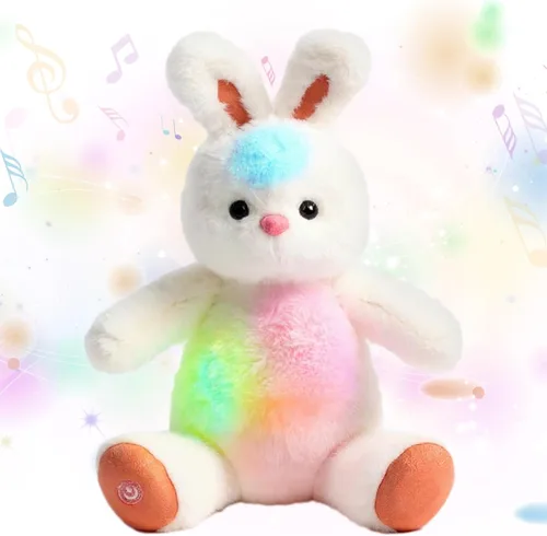 Miniatura 9 de Oso de peluche con luces LED brillantes, luz nocturna musical, juguete de peluche canta canciones de cuna, regalos de Navidad, para cumpleaños