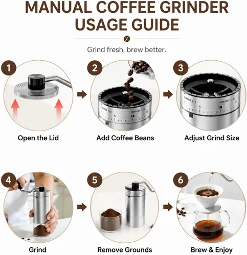 Miniatura 5 de Mini Manual Coffee Grinder with 40 Adjustable Settings, Ceramic Conical Burr, Portable Stainless Steel Hand Coffee Mill for Espresso, Pour Over
