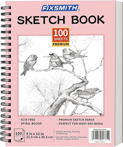 Miniatura 20 de FIXSMITH Cuaderno de bocetos de 5.5"X8.5" 100 hojas (68 lb/100gsm) Cuaderno de bocetos Papel de dibujo libre de ácido Bloc de bocetos de Negro