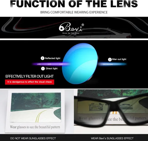 Miniatura 4 de Bevi Gafas de sol deportivas polarizadas ultraligeras TR90, lentes de montura flexibles y duraderas para hombres y mujeres Azul