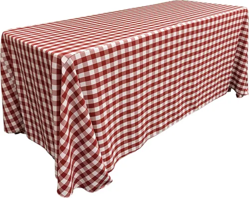 Miniatura 37 de LA Linen Mantel rectangular de poliéster Gingham a cuadros 60 por 84 pulgadas, blanco y verde oscuro