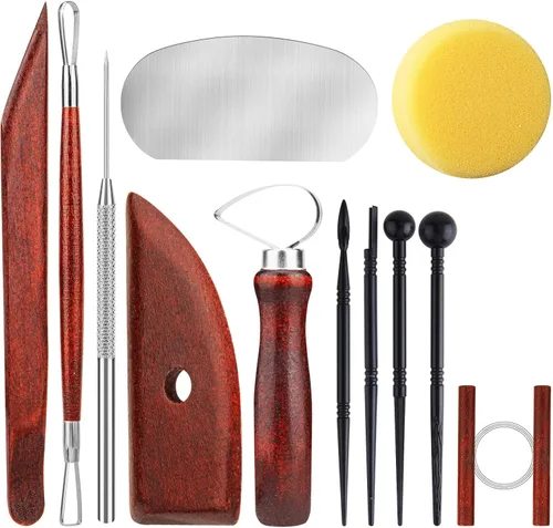 Miniatura 15 de Kit de 48 herramientas de cerámica para esculpir, herramientas de tallado de arcilla, herramientas de cerámica para arcilla polimérica, modelado, 48