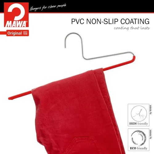 Miniatura 2 de Mawa by Reston Lloyd - Percha antideslizante para ropa que ahorra espacio con una sola barra para pantalones, estilo KH/1, juego de 30, color rojo