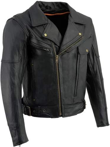 Miniatura 15 de Milwaukee Leather LKM1781 - Chaqueta de motocicleta clásica premium para hombre The Legend en negro con forro acolchado de piel Grm1011-negro
