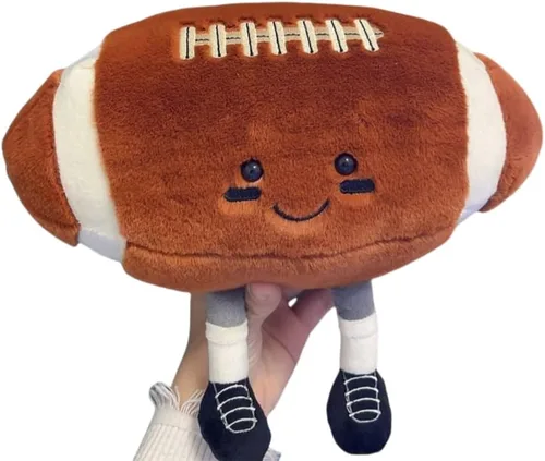 Miniatura 2 de Juguetes de peluche de fútbol americano lindos de 13.7", almohada deportiva de peluche suave rellena para lanzar, regalo de pelota de peluche