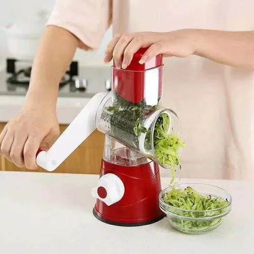 Rallador rotativo de queso, cortador de verduras de mandolina de cocina con 2 cuchillas intercambiables, fácil de limpiar, rallador giratorio para