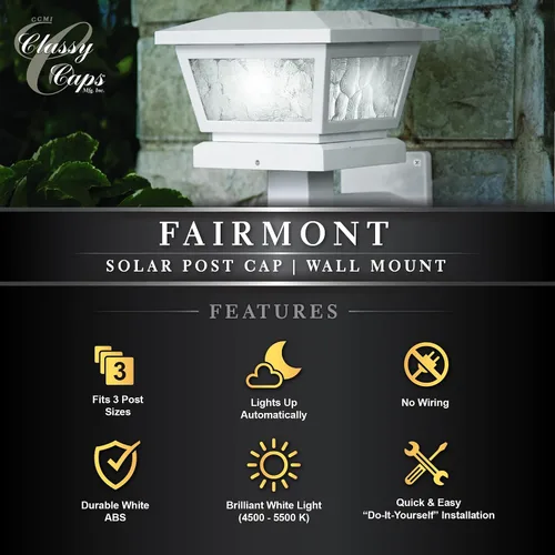 Miniatura 7 de Classy Caps Fairmont - Tapa solar para poste y lámpara de pared, se adapta a postes de cubierta y valla de 3.5 x 3.5 pulgadas, 4 x 4 pulgadas y 5 x