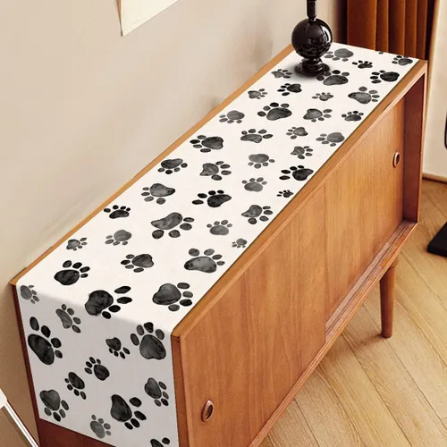 Miniatura 4 de Nepnuser Camino de mesa con estampado de patas de perro, cachorro, decoración de fiesta de cumpleaños, granja, comedor, cocina, decoración del hogar