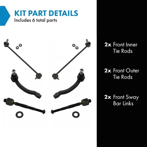 Miniatura 2 de TRQ Kit de dirección delantera y suspensión de barras de acoplamiento compatibles con Honda Pilot 2009-2015