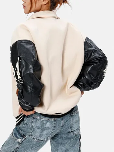 Miniatura 3 de Aelfric Eden Chaqueta de carreras vintage para hombre, de gran tamaño, chaqueta universitaria, chaqueta gráfica de letras, abrigos casuales unisex