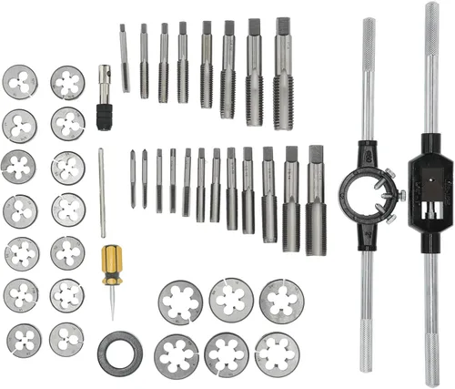 Miniatura 6 de Juego de 45 piezas de machos y troqueles maestros, incluye grifo de alambre y tamaño métrico M6 a M24, roscas cilíndricas finas/55°, kit