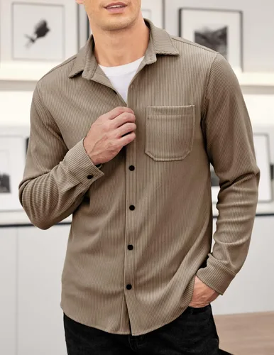 Miniatura 2 de COOFANDY Men's Corduroy Shirt Casual Shacket Long Sleeve Button Down Lightweight Jacket