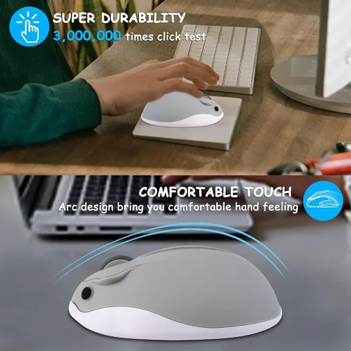 Miniatura 8 de Ratón inalámbrico Bluetooth lindo ratón de hámster de dibujos animados con receptor USB 2.4 GHz y Bluetooth modo dual silencioso Kawaii USB