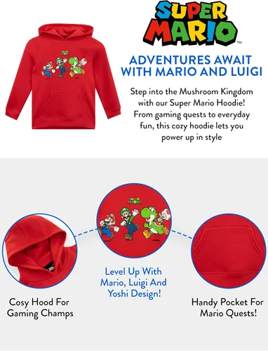 Miniatura 6 de SUPER MARIO Sudadera con capucha Sudadera con capucha Luigi, Yoshi, Toad Boys Sudadera con capucha de juegos para niños