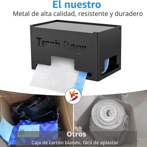 Miniatura 3 de STWWO Dispensador Grande para Bolsas de Basura, Dispensador de Bolsas de Basura de Metal con Soporte para Rollos, Organizador de Almacenamiento