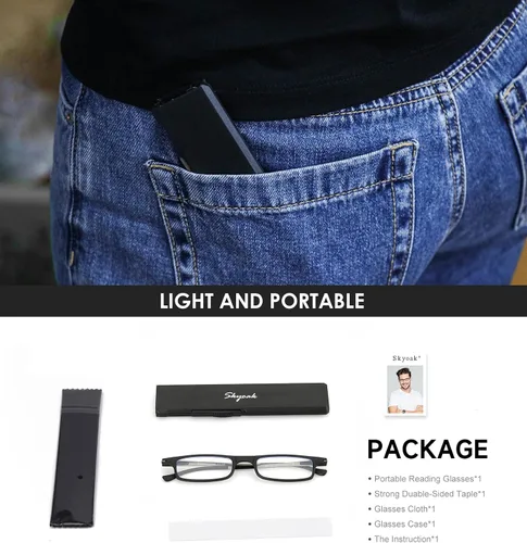 Miniatura 7 de Lentes de lectura plegables ultraligeros para mujeres y hombres, TR90, bloqueo de luz azul, anti UV, fatiga ocular, plegables, compactos, Negro
