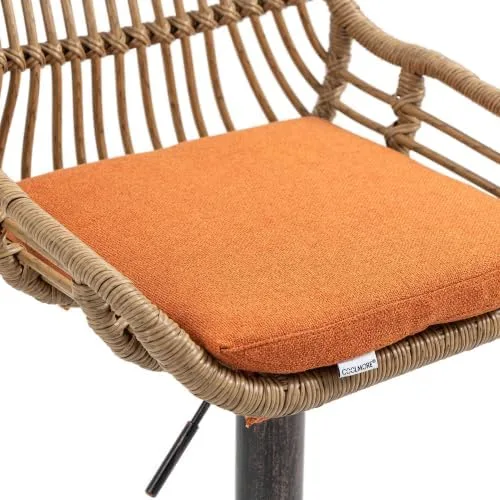 Miniatura 6 de Juego de 2 taburetes giratorios de bar ajustables con reposapiés para cocina, bar, restaurante (naranja)