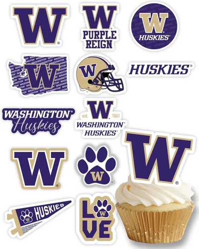 Miniatura 17 de Decoraciones para cupcakes de la Universidad de Alabama, suministros para fiestas de fútbol americano, cumpleaños, graduación (24 piezas)