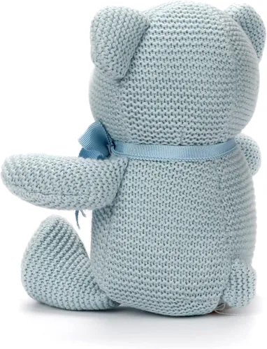 Miniatura 3 de FLUFFYFUN Oso de peluche azul 100% algodón orgánico de 6.5 pulgadas, animales de peluche para recién nacido Oso Azul