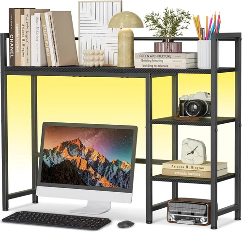 Miniatura 14 de Snughome Estante de Escritorio, Gabinete de Escritorio de 38.6" para Monitor de Computadora, Estante Organizador de Escritorio, Estante de Negro