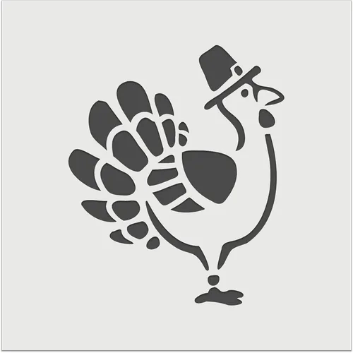 Plantilla reutilizable de caricaturas de Acción de Gracias de pavo con sombrero de peregrino, para pared, galletas, manualidades, 3.5 pulgadas
