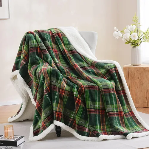 Miniatura 13 de PU MEI - Cobija de vellón sherpa de 50 x 60 pulgadas, suave, acogedora, gruesa y cálida para sofá o cama Gris y azul