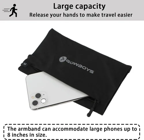 Miniatura 3 de Brazalete de teléfono para correr para hombres y mujeres, bandas universales para teléfonos de menos de 8 pulgadas, brazalete impermeable para Negro