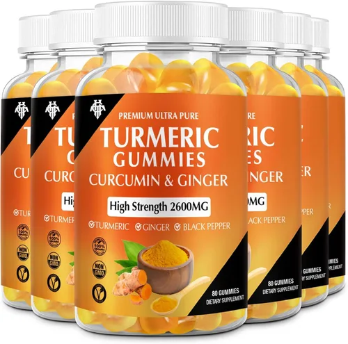 Miniatura 8 de Gominolas de Cúrcuma y Curcumina (1 Paquete) - Suplementos de Cúrcuma y Curcumina con Jengibre y Pimienta Negra para el Apoyo al Sistema
