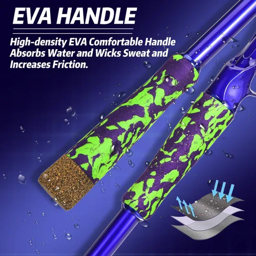 Miniatura 9 de Sougayilang Cañas de pescar de agua salada, cañas giratorias de 7 pies y cañas de fundición con asas de EVA