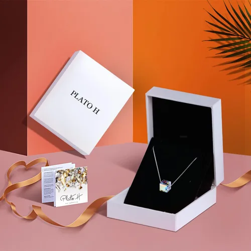 Miniatura 6 de PLATO H Collar de plata de ley S925 con colgante de cristales cúbicos para mujer, sin alergias, regalos únicos de joyería con exquisita caja