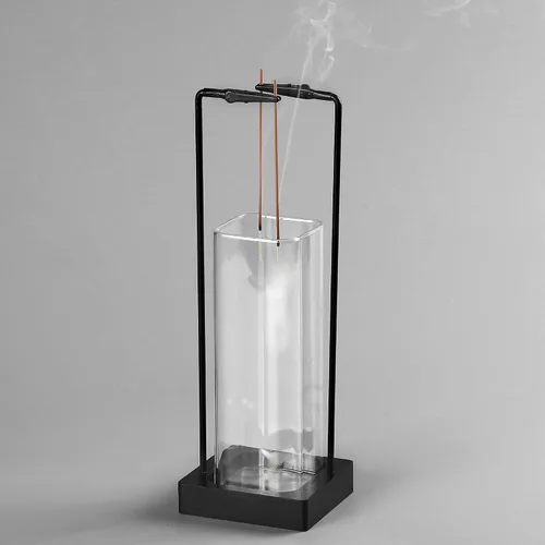 Miniatura 10 de Soporte para Varillas de Incienso, Quemador de Incienso Invertido con Recolector de Cenizas de Vidrio Negro Extraíble Anti-Vuelo de Cenizas Todo