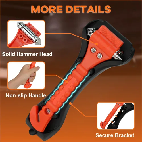 Miniatura 6 de SINSEN Martillo de seguridad para automóvil, interruptor de martillo de vidrio y cortador de cinturón de seguridad, herramienta de escape automotriz