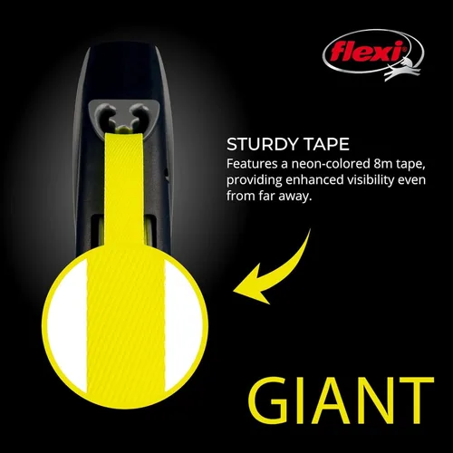 Miniatura 4 de FLEXI Correa Retráctil Giant Tape para Perros Medianos de Hasta 55 libras – 26 pies, Negro Correa para Caminar Mascotas Sin Enredos con Freno