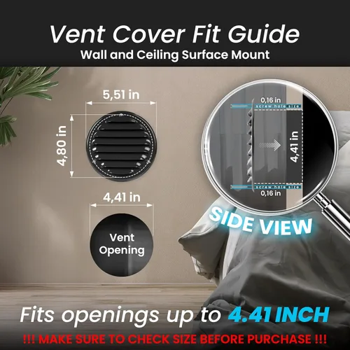 Miniatura 2 de Cubierta para salida de ventilación – Ventilación redonda de Soffit – Rejilla de ventilación – Cubierta de rejilla – Malla mosquitera integrada