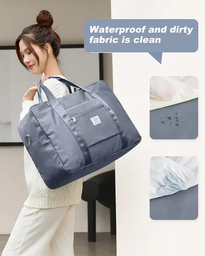 Miniatura 4 de Bolsa de viaje de fin de semana para mujeres y hombres con bolsa de aseo personal, bolsa de transporte para la noche, bolsas grandes plegables