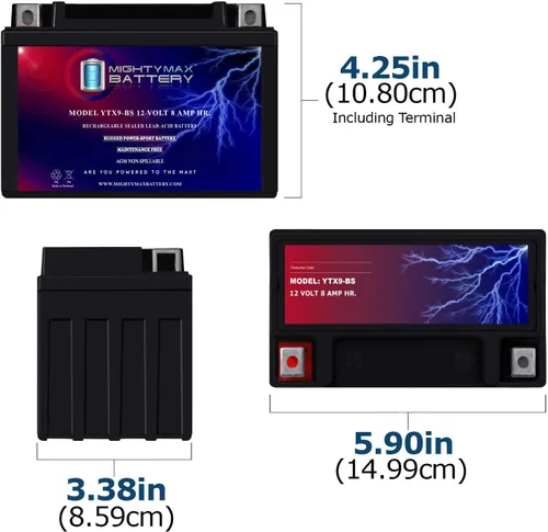 Miniatura 2 de Mighty Max Battery Reemplazo YTX9-BS para Honda Scooters CH150 Elite Batería de ciclo profundo