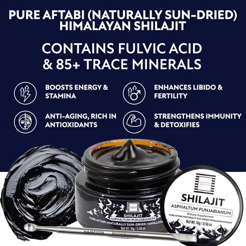 Miniatura 2 de Resina pura Aftabi Shilajit del Himalaya, 400 mg de alta nutrición, Shilajit puro probado en laboratorio con más de 85 minerales y ácido fúlvico