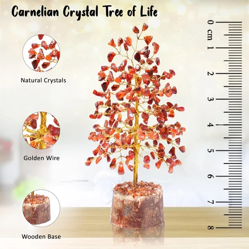 Miniatura 4 de Árbol de la vida de cristal de cornalina – Chakra para energía positiva, piedra preciosa hecha a mano, decoración de Feng Shui, bonsái de dinero