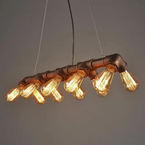 Candelabro de tubo industrial Steampunk de 10 luces, lámpara colgante vintage Edison bombillas para cocina, comedor, bar, cafetería, base E26