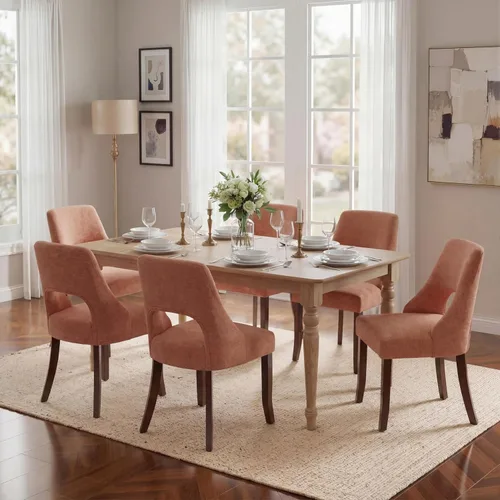 Miniatura 24 de UVV Juego de 2 sillas de comedor de madera, sillas de comedor modernas de mediados de siglo tapizadas en tela para cocina y comedor, silla de cena
