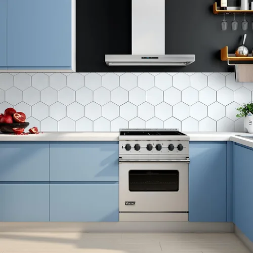 Miniatura 4 de Protector contra salpicaduras hexagonal blanco de despegar y pegar - Azulejo de pared de cerámica sintética, compuesto de aluminio tipo panal