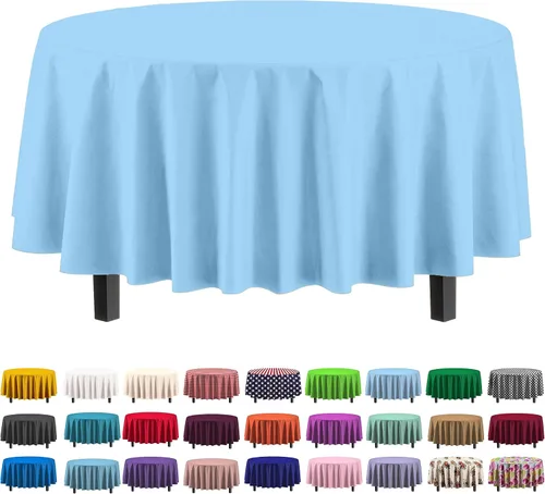 Miniatura 32 de Party Solids Paquete de 4 manteles de plástico color azul aguamarina, 54 x 108 pulgadas, mantel desechable para fiestas y pícnics