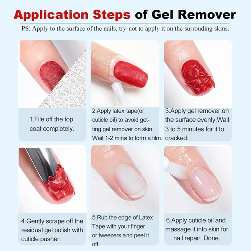 Miniatura 6 de Removedor de esmalte de uñas de gel, rápido, sin remojo y sin papel de aluminio, seguro para uñas naturales, saludable, bajo olor, eliminación