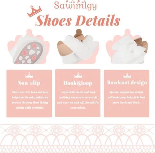 Miniatura 5 de Sawimlgy Zapatos de ballet Mary Jane con lentejuelas para bebé y niña, de piel sintética, para boda, fiesta, princesa, suela de goma, para niños