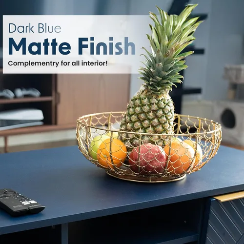 Miniatura 3 de Mesa de centro moderna con almacenamiento, acabado mate azul oscuro con patas doradas, mesa de centro cuadrada para sala de estar y granja